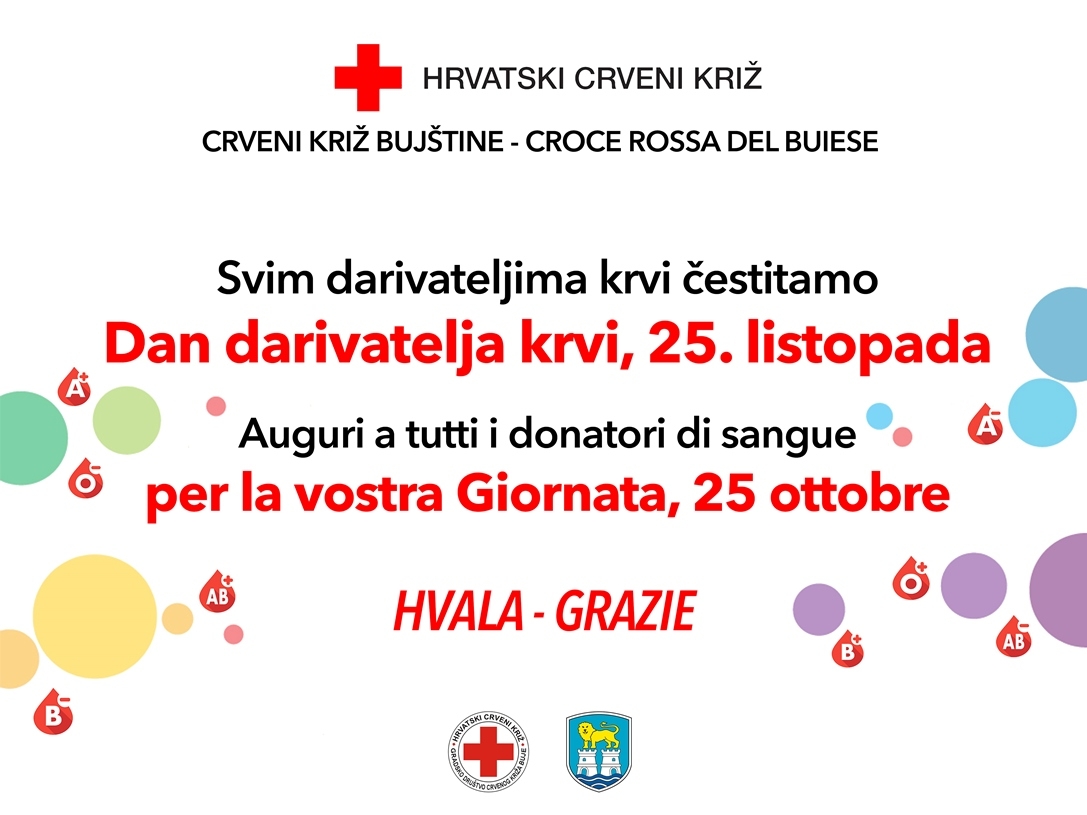 Crveni križ Bujštine čestita Dan darivatelja krvi u Republici Hrvatskoj