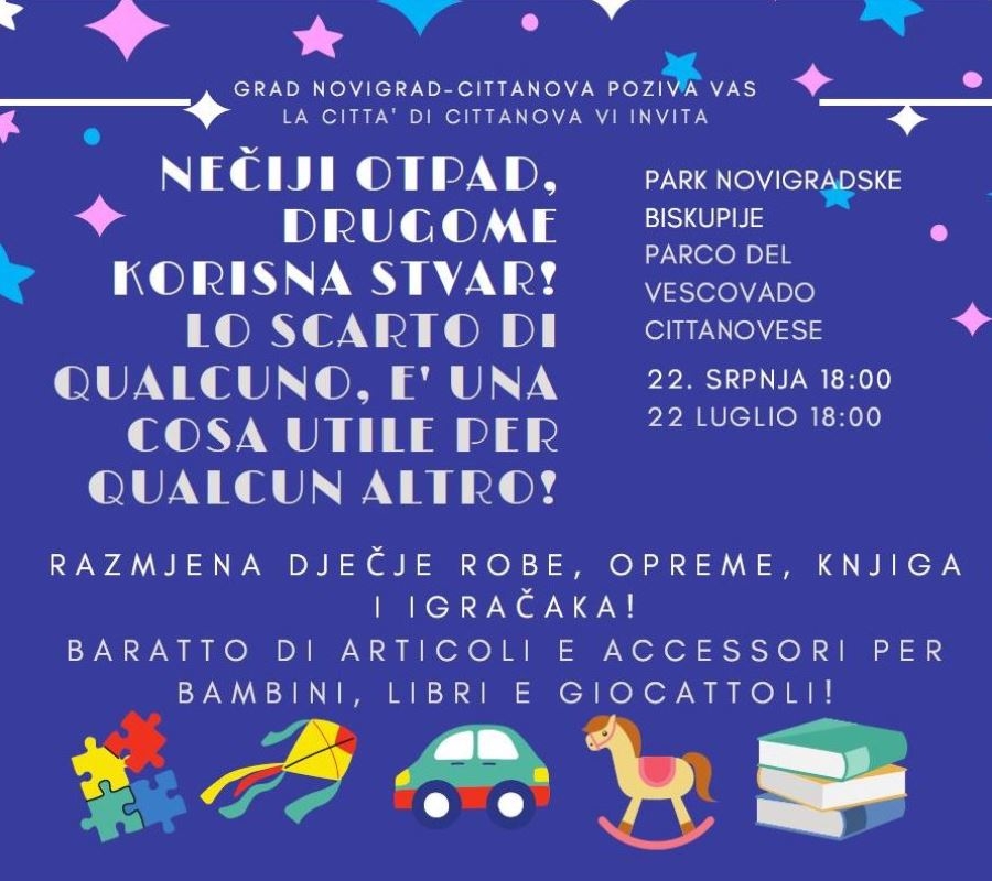 U srijedu 22. srpnja sajam razmjene dječje robe, opreme, knjiga i igračaka
